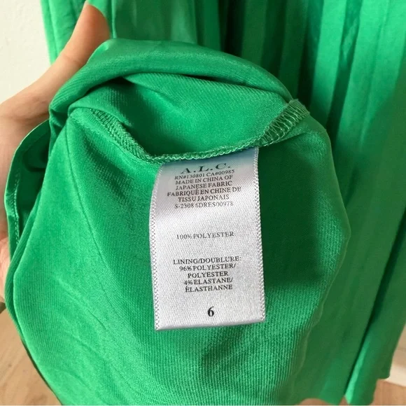 A.L.C. Aries Pleated Maxi Dress Green Elegant Size 6 Formal Wedding Guest Prom - Picture 11 of 16